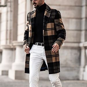 Giacca da uomo Designer Misto scozzese da uomo Lana Slim Fit Lunghezza media Autunno Inverno Cappotti caldi Moda casual per uomo Taglie forti