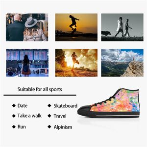 Tênis tênis sapatos de sapatos personalizados designer de estilista feminina moda preta laranja mid corta brehable anding jogging treinadores color30108644