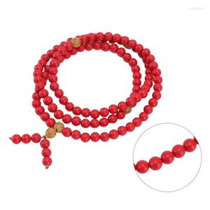 Strand 8mm Natural Cinnabar Bracelet 108Pcs Red Buddha Beads Prayer Stretch Bracelets Wrist Chain Bangle