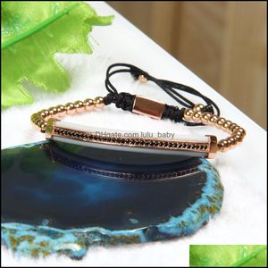 Charm Bracelets Bracelet Wholesale 10Pcs/Ot Mix Colors Cubic Zirconia Long Brass Tube Watch Protector Cz Lace Up Bracelets For Cool Dhlhe