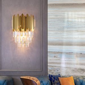 Wall Lamps Modern Sconce Lamp Luxury Golden Crystal Light Fixture Bedside LED Lighting