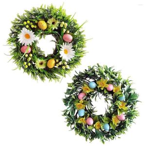 Dekorativa blommor påskkrans med pastellägg grönska krans för firande bondgård julhemdekor