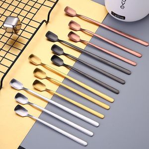 Stainless Steel Coffee Spoons Milkshake Milks Tea Mixing Cocktail Cold Drink Stirring Spoons Kitchen Bar Cafe Accessory