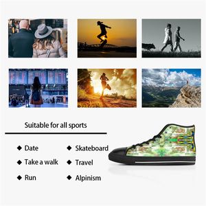GAI DIY Sapatos Personalizados Homens Clássico Lona Alta Corte Skate Casual Impressão UV Azul Mulheres Tênis Esportivos À Prova D 'Água Moda Ao Ar Livre Aceitar Personalização