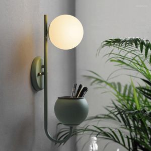 Wandleuchte Glaskugel Arandela LED Schlafzimmer Moderne Eisen Wandleuchte Lampen neben Treppe Küche Leuchten Lampara Pared