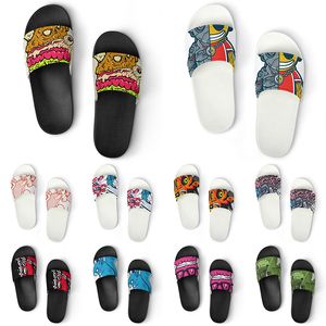 women custom men slippers shoes artoon animal design diy word black white blue red mens trainer 001