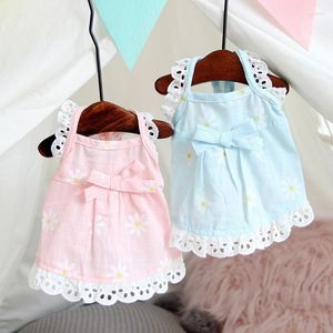 Hundebekleidung Haustierkleidung Gänseblümchen Hosenträgerrock Sommer atmungsaktives Spitzenkleid Katzenkostüm für kleine mittelgroße Haustiere Chihuahua Teddy