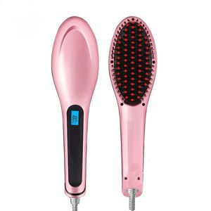 Hair Curlers Straighteners Ceramic Straightener Brush Fast Straightening Electric Comb Flat Iron LCD Display Digital Heating hair t9 221117