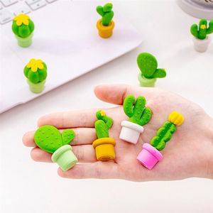 Erasers 15Pcs Cute Cactus Shape Student Learning Stationery for Child Creative Gift Kids Novelty 221118