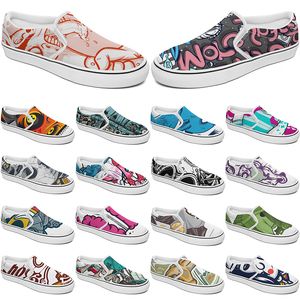 Custom Shoes Slip-on Canvas Shoe Customized Sneakers Men Women Blue Red Green Classic Custom Comfortable Low Platform Sneaker color92