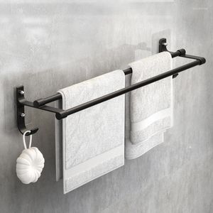 Shower Curtains Punch-free Towel Bar Bathroom Hanger Bath Hook Storage Toilet Wall-mounted Curtain Poles Double-rod Shelf