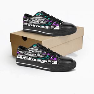 Men dames diy aangepaste schoenen lage top canvas skateboard sneakers drievoudige zwarte aanpassing UV printen sport sneakers br275