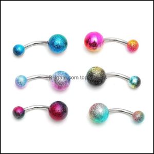 Body Arts Acrylic Body Piercing Barbell Surface Frosted Belly Bars Women Navel Rings Drop Delivery Health Beauty Tattoos Art Dhlda