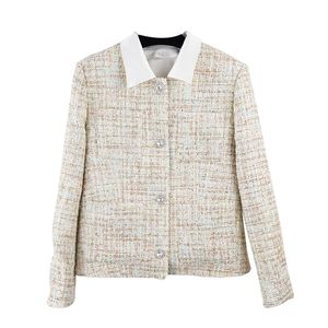 2022 Autumn Multicolor Paneled Tweed Jacket långärmad lapelhalsfickor Single-Breasted Jackets kappa korta outwear A2N086432