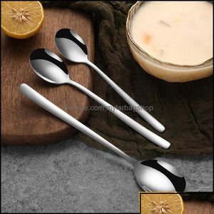 Spoons Spoons Flatware Kitchen Dining Bar Home Garden Ll 304 Stainless Steel Korean Style Round Shallow Soup Spoon Dinnerware Cut Dh Dhijp