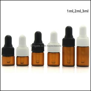 Perfume Bottle 1000Pc 1Ml 2Ml L Amber Glass Dropper Bottles Essential Oil Bottle Small Per Vials Sampling Storage Rra1981 Drop Deliv Dhylm