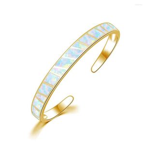 Bangle Fashion Fine White Fire Opal Square Bangles smycken f￶r kvinnliga flickor