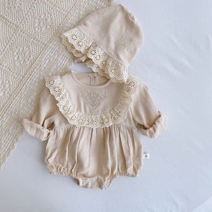 Rompers Lace Princess幼児ロンパー秋レトロ生まれた女の赤ちゃん服コットンスプリングピュアカラー幼児衣装22117