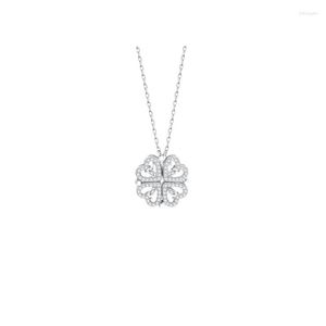 Chains Korean Version Of A Multi-wearing Four-leaf Clover Fashion Necklace Magnet Full Diamonds Small Heart Inlaid With Diamond Coll