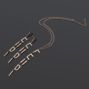 Berömda varumärken kort klassisk elegans titan stål halsband f bokstäver dingle hänge studs örhängen kvinnor 18k guld smycken födelsedag festliga gåvor fs10 --03