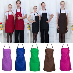 Aprons Kitchen Solid Cotton Blend Apron For Woman Men Chef Waiter Cafe Shop BBQ Hairdresser Bibs Household Cleaning Tools