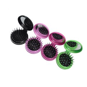 Folding Air Bag Comb with Mirror Compact Pocket Size Portable Travel Brush Cosmetic Mirror Head Massager Relax