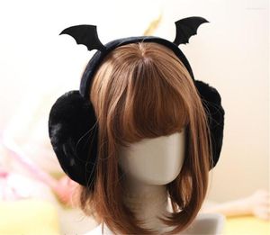 Party Supplies Cute Plush Black Bat Wing Warm Earmuffs Gothic Women's Lolita Warmer Muff Ear Cover Lovely Headband B1538