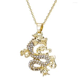 Choker Zircon Filled Dragon Pendant Necklace For Women Men Gold Color Wedding Birthday Gifts