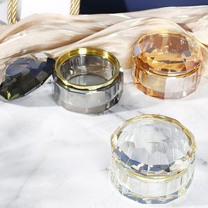 Garrafas de armazenamento garrafa de vidro de cristal de luxo jarro de doces transparente europeu com contêineres cosméticos de tampa decoração em casa