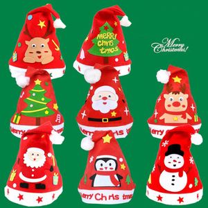 Natal feito à mão diy santa festa chapéus chapéu jardim de infância criativo diy materiais natal feriado artesanato brinquedos para crianças de938