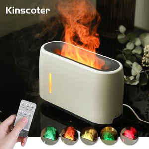 Óleos essenciais Difusores Kinscoter 240ml Flame Umidificador Aroma do aroma do aroma com controle remoto RGB Lighting Simulação Efeito de incêndio 221118