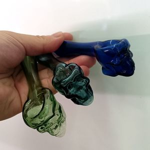 Pyrex Dicker Ölbrenner Rauchpfeifen Farbiger Totenkopf Glas Handlöffel Mini Tabak Trockenkräuter Recyler Bubbler