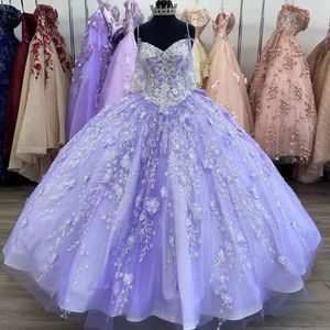 Блеск с блестками Spaghetti Strap Press Quinceanera с блестками Bow Sweet 15 PROM VESTIDOS 3D Цветочный мяч Платье младшего дня рождения носить wly935