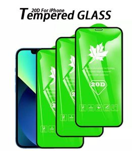 Vollständige Abdeckung Kleber 20D gebogene Displayschutzfolie für Samsung iPhone 14 Pro Max XR XS 11 12 13 Mini 7 8 Plus 9H schützende gehärtete Glasfolie