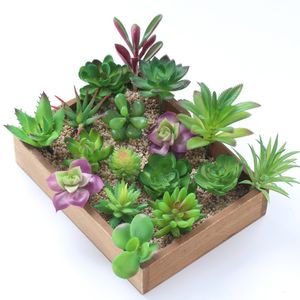 Flores decorativas grinaldas 12 PCs Green Artificial Green roxo vermelho flocking Plantas suculentas Diy Home Garden Office Decoração de casamento Mini Bonsai Plante 221118