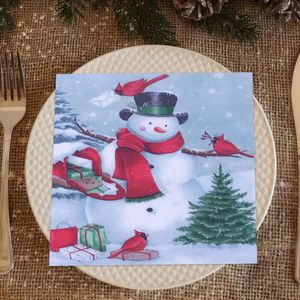 Table Napkin Christmas Napkins 20 Pieces Decorative Paper 2 Ply Snowman Pattern Dinner Unscented Hand Towels