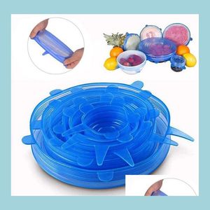 Other Kitchen Tools 1 Set Sile Stretch Suction Pot Lids 6Pcs/Set Food Grade Fresh Kee Wrap Seal Lid Pan Er Kitchen Tools Accessories Dhb0L