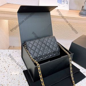 Small Flap French Coin Purse on Chain Solid Color V-Shaped Grained Caviar Luxury Handbags Crossbody Shoulder Card Holder Luxurious3037