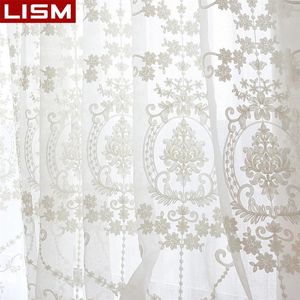 Lism europeisk ren gardinfönster tyllgardin för vardagsrum sovrum kök voile broderade gardin draperar anpassade 220525257x
