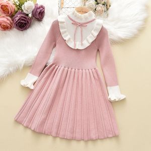 Vestidos de menina Melario Baby Girl Sweater maconha Vermelho Christmas Winter laço de manga comprida Rouched Princess vestidos 221118