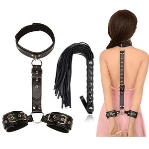 Massage Erotic Sex Toys Neck Collar Handcuff Whip for Couples Woman and Adult Sexy Game BDSM Bondage Restraint Rope Exotic Accessories237T