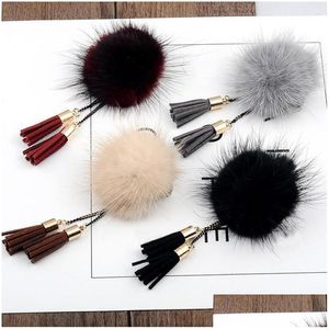 Stift broscher stift broscher söt tofs brosch för kvinnor koreansk päls boll piercing lapel krage smycken present barn flickor ryggsäck acc dh6a8