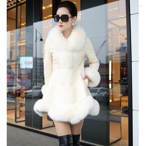 Kadın Kürkleri Kadınlar Büyük Boyut 6xl Sahte Palto Büyük Yaka Kalın Sıcak Kadın Deri Ceket Orta Uzunluk Slim Fit Ceket A92