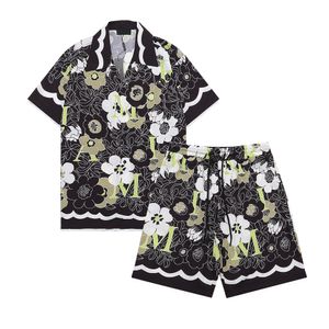 Designer Camicie da bowling Camicie casual da lavoro in seta hawaiana a fiori da uomo Camicia elegante a maniche corte slim fit