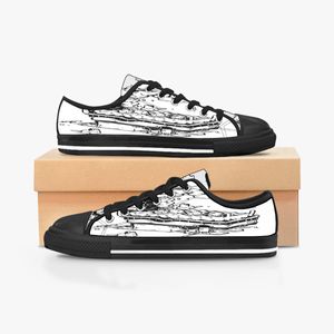 män kvinnor diy anpassade skor låg topp canvas skateboard sneakers trippel svart anpassning uv tryck sport sneakers kele272