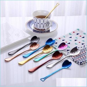 Spoons 7 Colors 2 Styles Ice Cream Spoon Coffee Tea Measuring Wedding Lover Favors Stainless Steel Dinner Tableware Drop Delivery Ho Dhbah