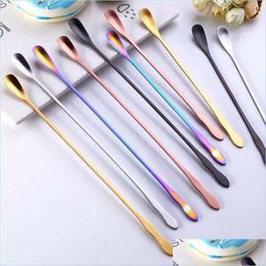 Coffee Scoops Stainless Steel Coffee Scoops Gold Rainbow Stirring Mug Ice Scoop Dessert Ladle Spoon Home Kitchen Dining Coffeeware D Dhxec