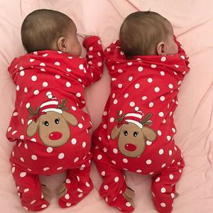 Rompers 018m Moja pierwsza Boże Narodzenie Baby Boy Born Infant Cartoon Deer Red Jokssuit Playsit Kostiumy 221117