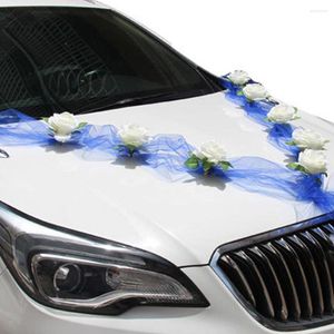 Dekorative Blumen 1 Set Künstliche Blumen Wed Auto Dekor Kit Romantische Seide Gefälschte Rose Pfingstrose Valentinstag Weiß Für