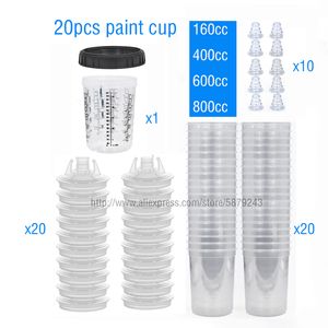 Pistolas de pulverização 20pcs Tanque de copo de copo de tinta sem clea 165/400/600/800ml Tipo descartável h/o Quick 221118